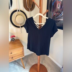 Title Nine Black Strappy Tee size medium